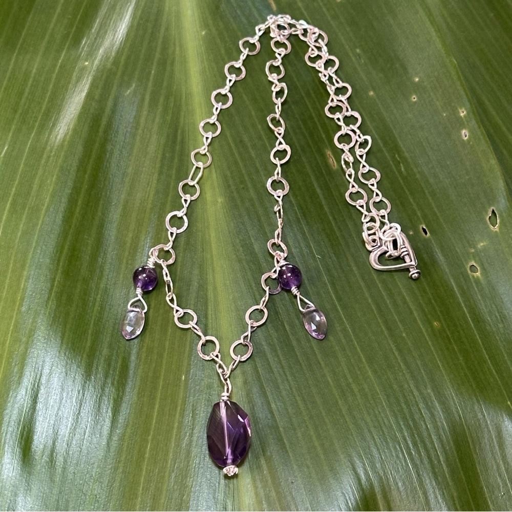 Made in Maui Amethyst and Crystal Silver Necklace